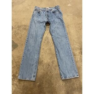 Levis 501 Jeans Mens 34x34 Light Wash Blue Denim Regular Straight Leg Button Fly